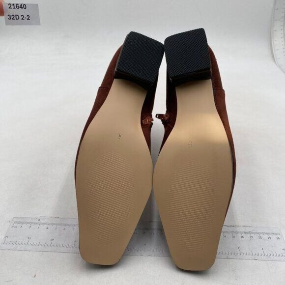 miss left Women's Square Closed Toe Low Chunky Heel Ankle Booties Dark Brown - Picture 7 of 8